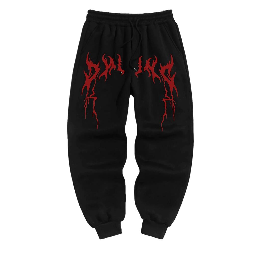 Herren Gothic Style Jogginghose - Winterlich Warm, Lässig, Sportlich, mit Elastischem Bund und Bündchen, Geometrische Gothic Muster