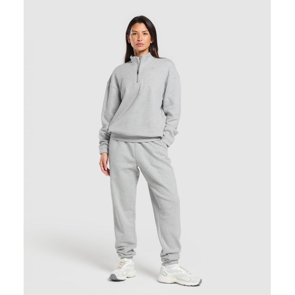 Gymshark Rest Day Sweats 2.0 1 4 Zip Pullover Light Grey Core Marl B3b7e Gbcn
