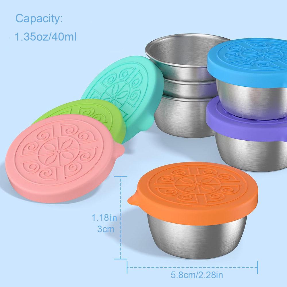Salad Dressing Container To 50mL Stainless Steel Small Condiment Container with Lids Leakproof for Kids Lunch Containers Box