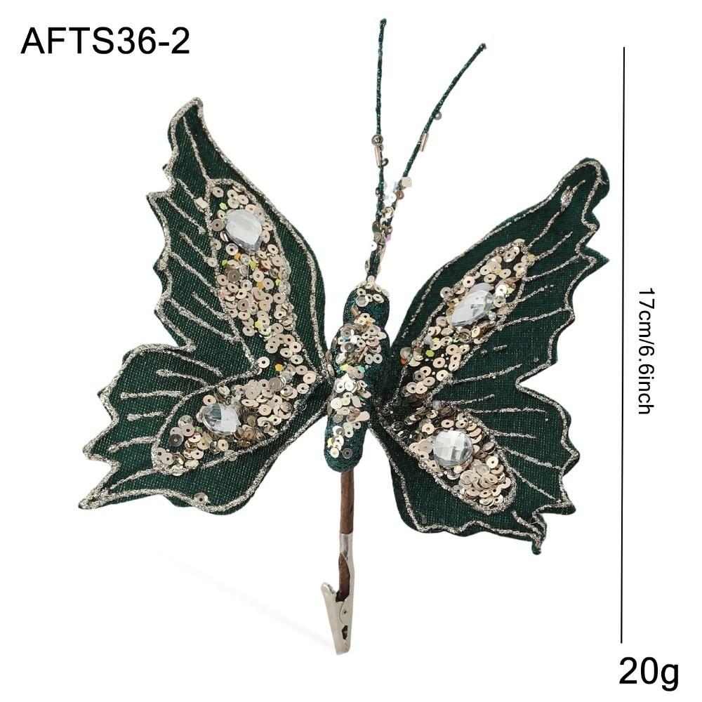 

Glitter Butterfly Christmas Flower Sequins Simulated Christmas Tree Decoration Exquisite Butterfly Pendants Flower Arrangement зелений