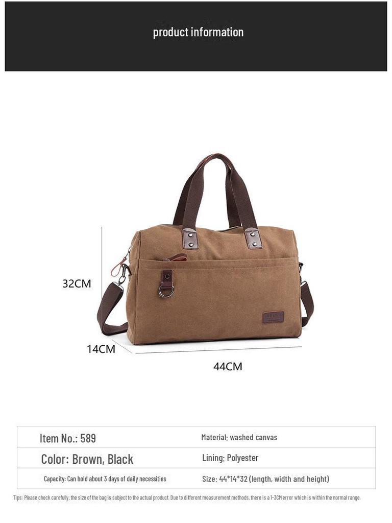 Retro Men's Canvas Shoulder Messenger Bag with Zipper