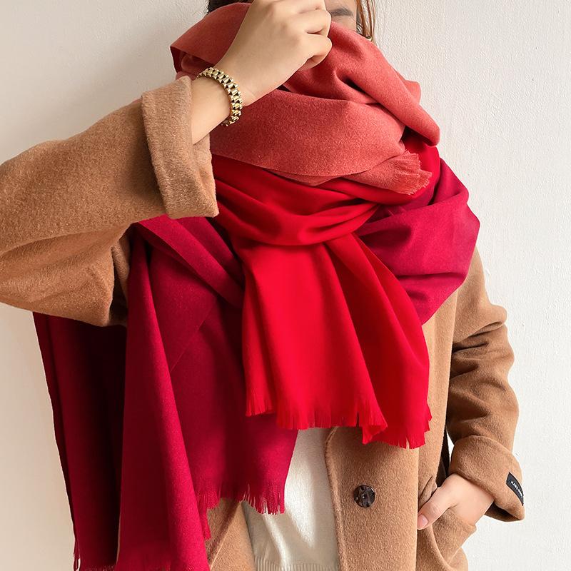 New Autumn And Winter Classic Solid Color Warm Scarf For Women, Fashionable Imitation Cashmere, Thickened Student Scarf, Dual-Use Shawl