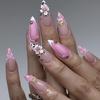 3D Floral Pink Water Drop & Leopard Print Reusable Nail Art Tips