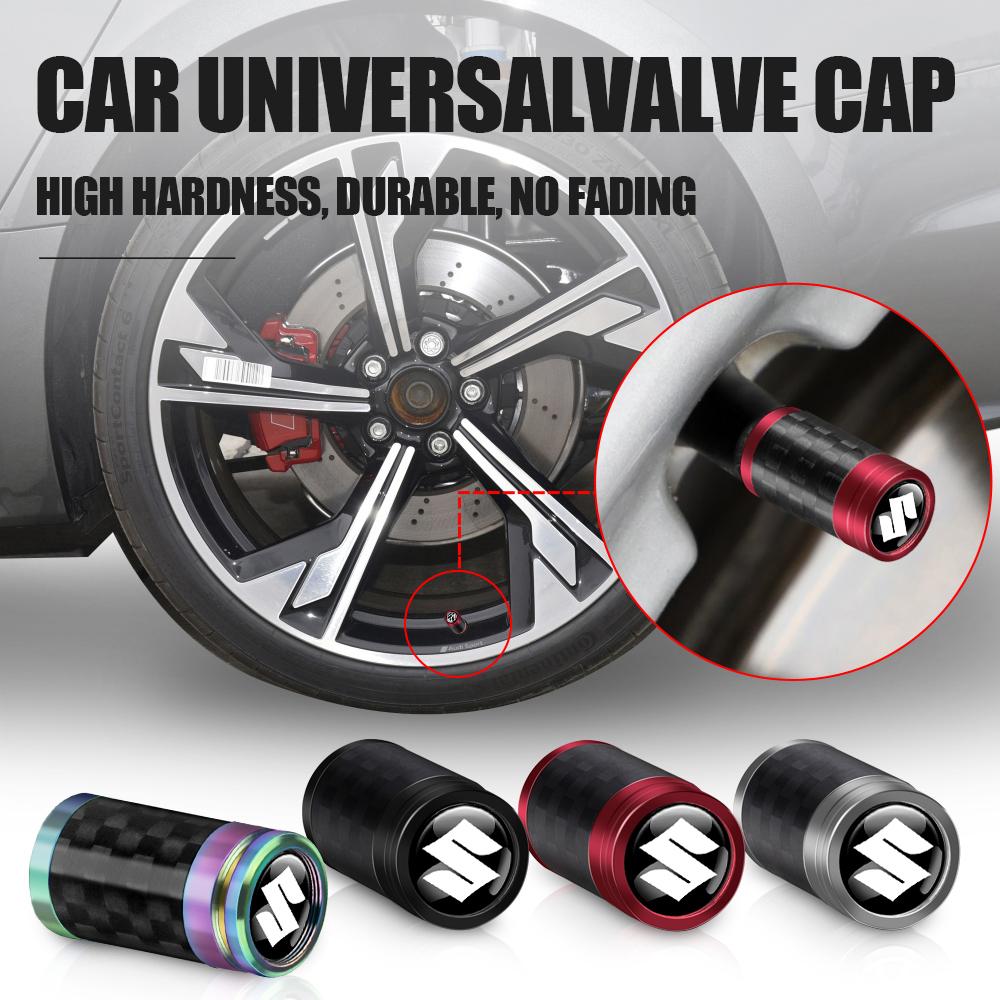 4Pcs Car Accessories Carbon Fiber Tire Valve Dust Cap Car Exterior Decoration for Suzuki SX4 Gsxr 600 Wagon Baleno Ignis Vitara