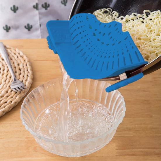 Silicone Pot Strainer Adjustable Clip On Drainer for Pots Bowls Fine Mesh Kitchen Filter Handheld Fruit Washing Tool for Pasta Veggies Noodles
