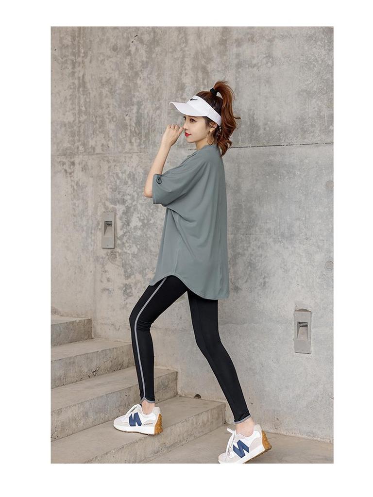 Women's Plus Size Yoga Set: Loose Short Sleeve T-Shirt & Gym Shorts