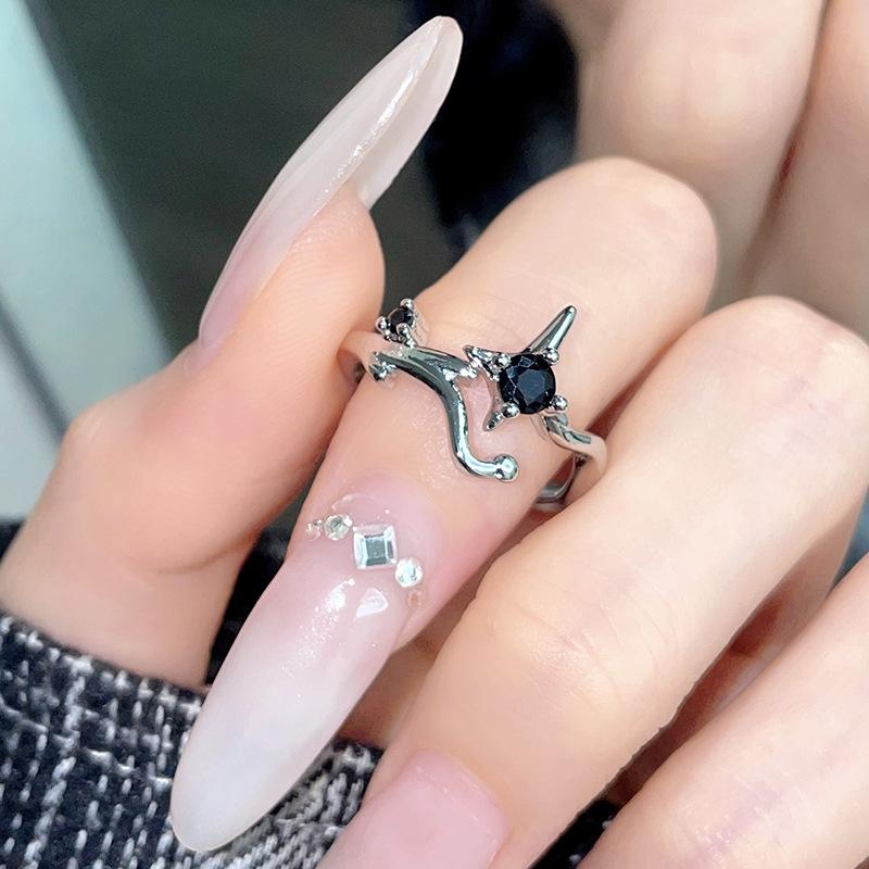 Niche Design Sense Irregular Personality French Premium Sense Lava Diablo Ring Female Hip Hop Open Ring