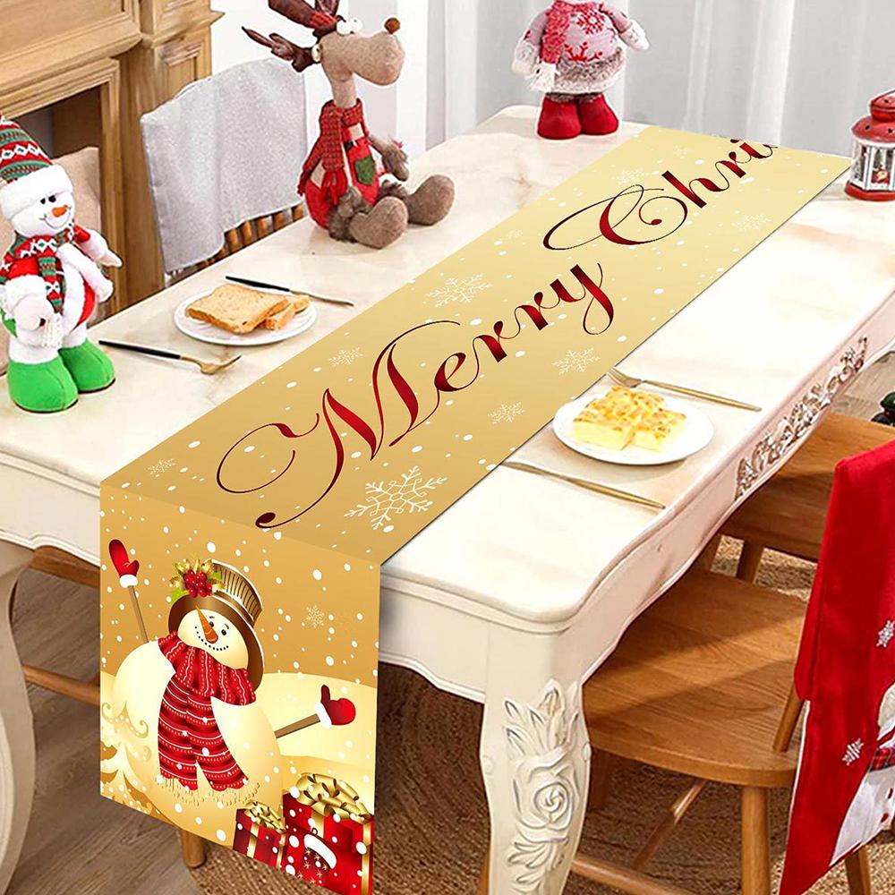 

Runtown 1 Pcs Gold Home Christmas Merry Snowman Tablecloth Christmas Ornament 2026 Happy New Year Decoration 2025 Christmas Gift