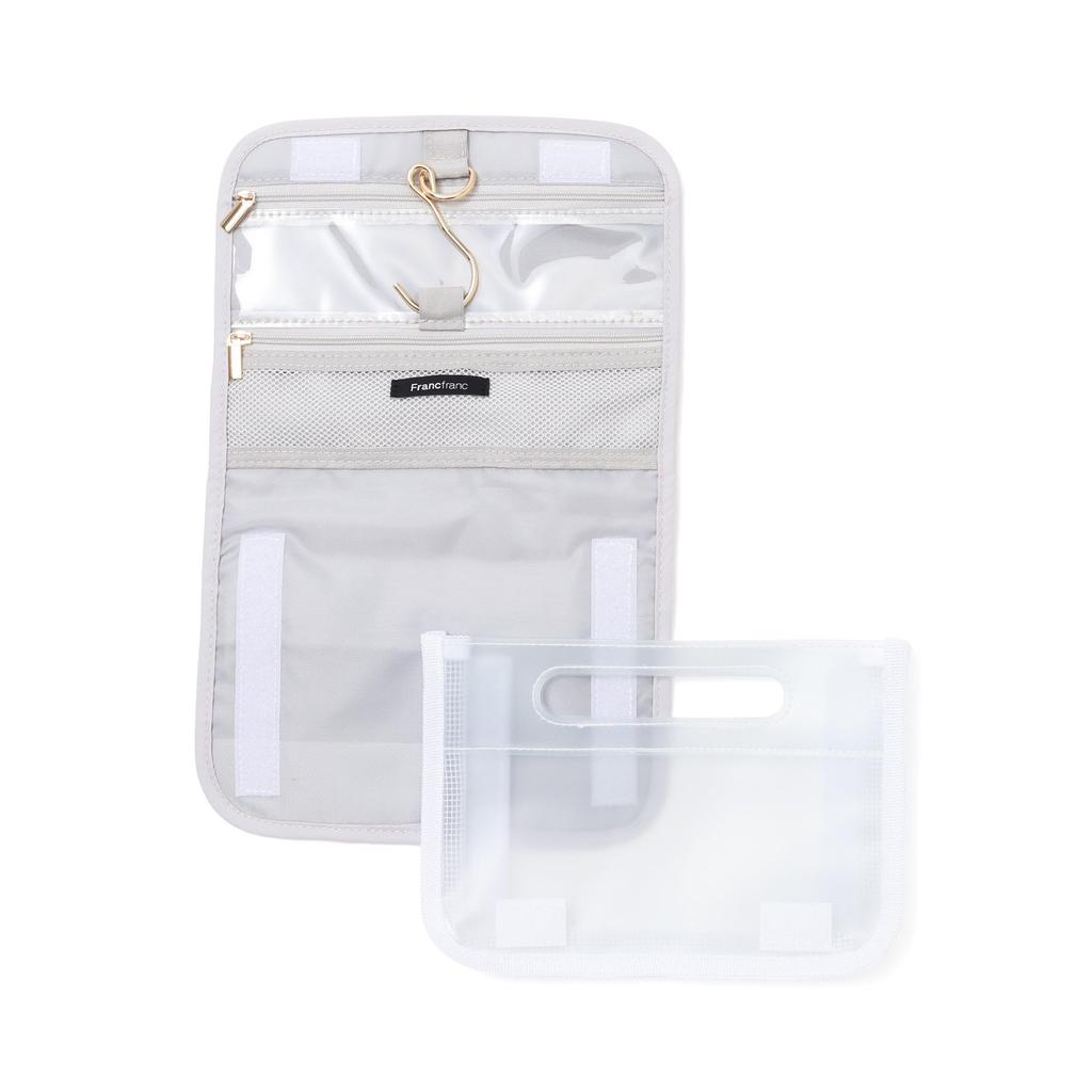 Francfranc Pop Stitch Quilt Hanging Light Travel Cosmetic Hanging Pouch, Medium, Purple, Water-Repellent, Pouch, Pouch,