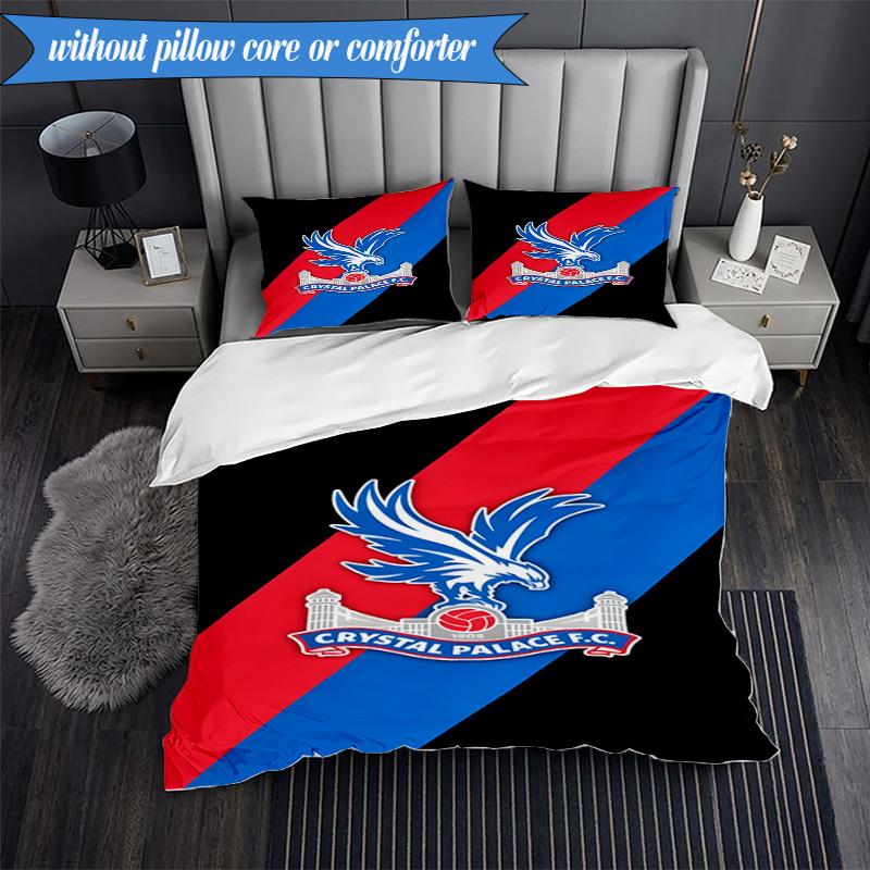 3PCS Crystal Fc Crest Printed Soft Bedding Set,Including 1pc Duvet Cover And 2pcs Pillowcases Perfect for Bedroom, Dormitory, Fan gift