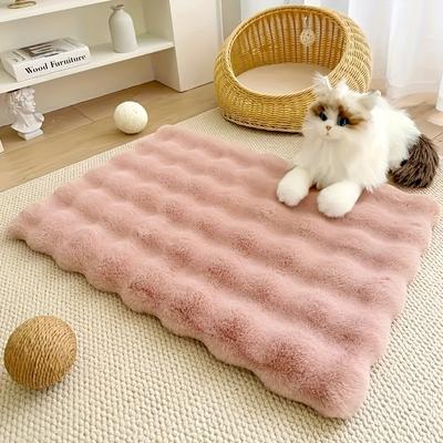 1ks 40x60cm Ultra-měkká podložka pro mazlíčky z umělé králičí kožešiny, Hřejivá zimní podložka do pelíšku pro psy a kočky, Pohodlná spací plocha pro malá zvířata, Nadýchaná