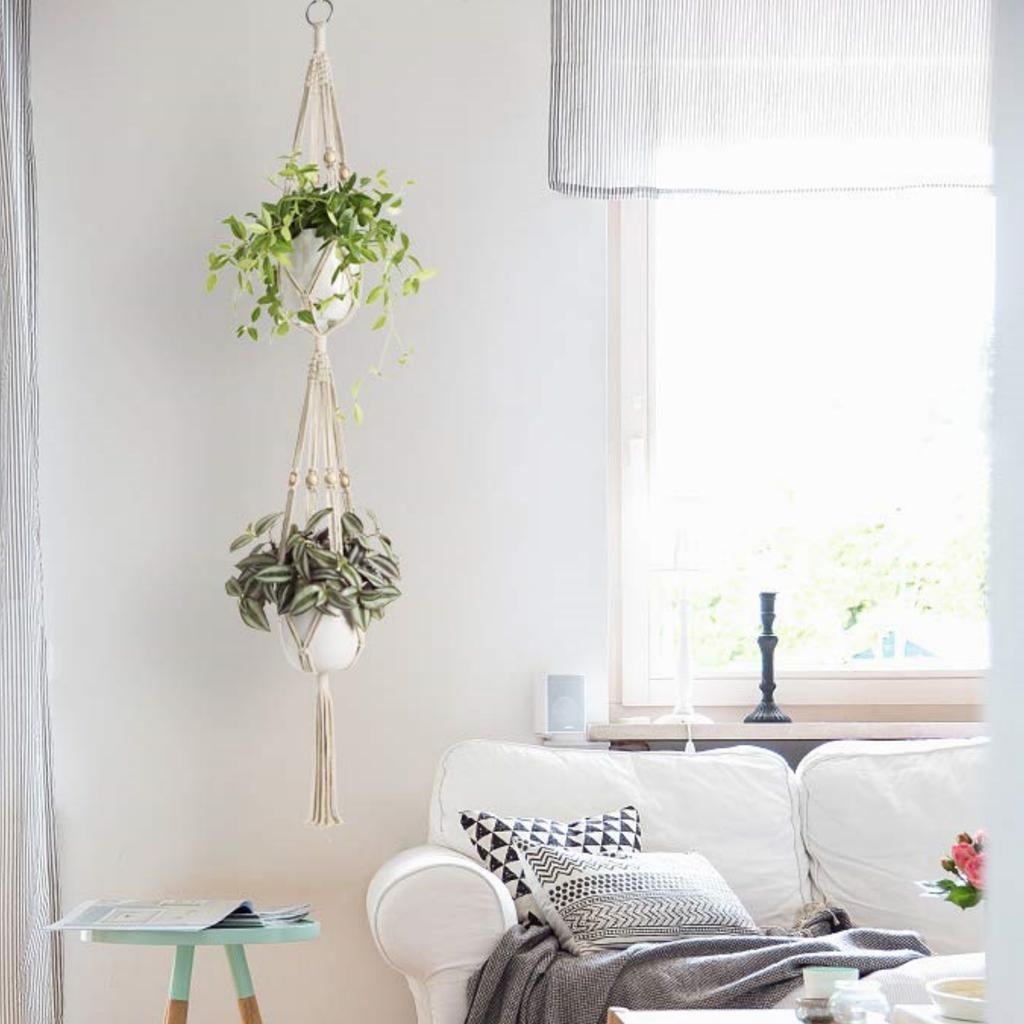 Hanging Plant Handmade Macrame Plant Hanger Flower Pot Planter Hanger Wall Decor Courtyard Garden Hanging Planter Hanging Basket