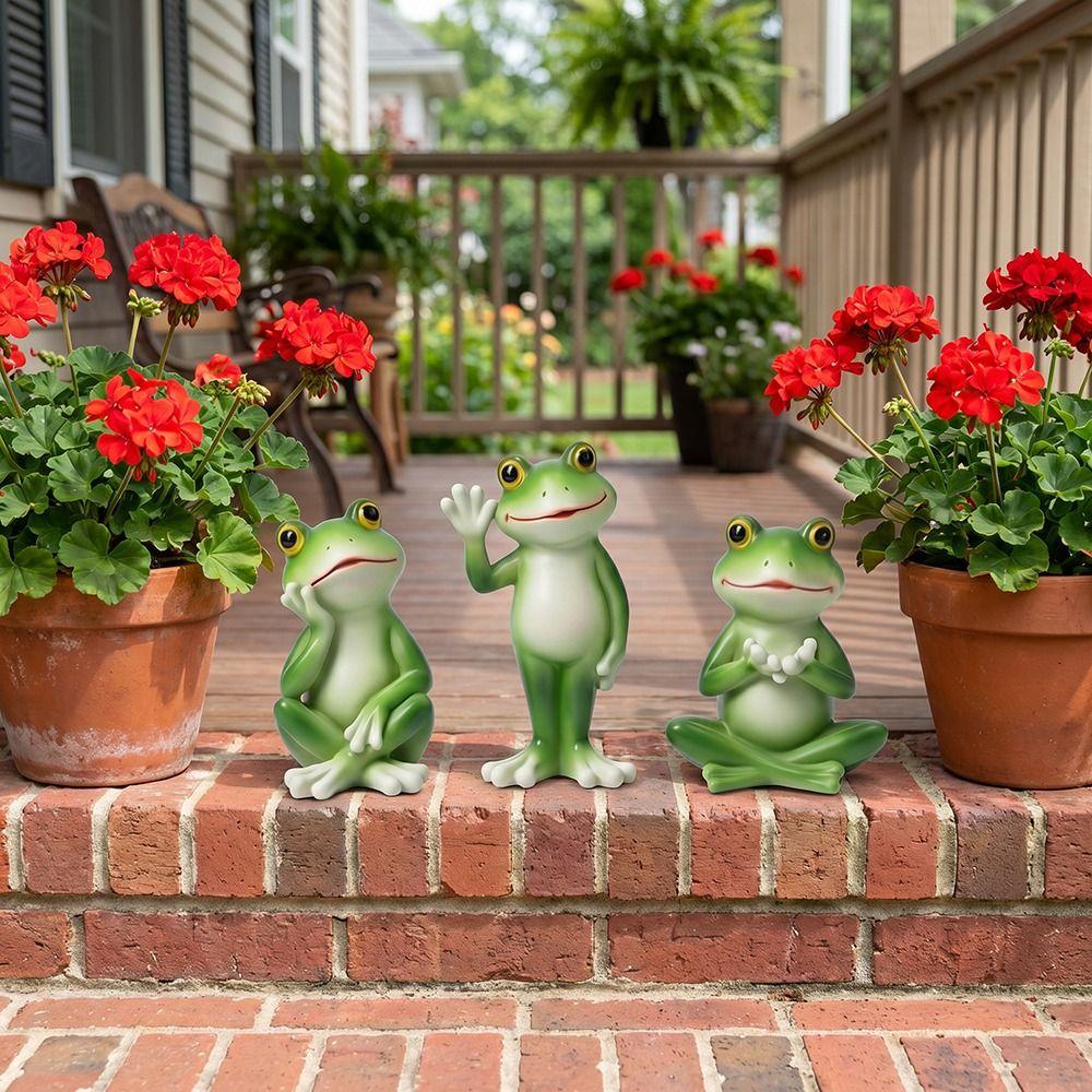 Cute Style Cartoon Frog Figurine Creative Craft Frog Garden Decor  Courtyard Gardening