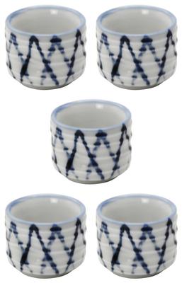 Mino Ware Sake Set of Ichijin Tokusa Cups, 5, Pattern, 405-14-41E(5)