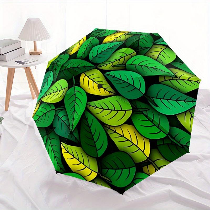 1pc Leaf Pattern Automatic Opening/closing Umbrella with Auto Open/Close, Perfect Gift for Friends, Durable Plastic Handle yy250801236