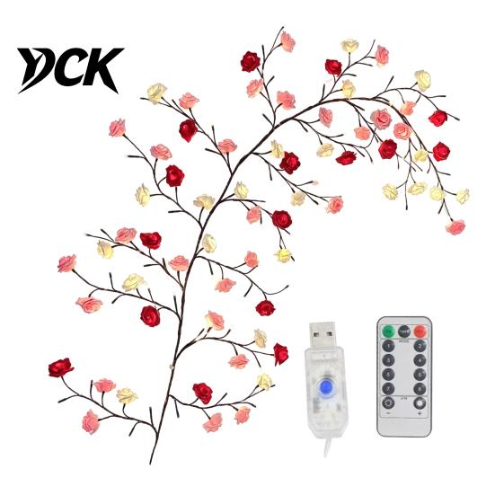 Creative Wall Embellishment Flower LED Tree Branch Lights for Wall, Willow Vine Light with Modern Art Lighting Remote, 8 Modes, Christmas Decorations