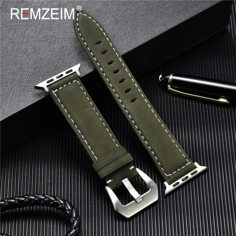 Leather Strap For Apple Watchband 41mm 42mm 38mm Watch Band 4 5 6 7 45mm 44mm 40mm iwatch Belt 3/2/1 Bracelet Black Blue Green