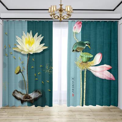 Kinesisk gardinskärm Ny kinesisk vardagsrum Högkvalitativ atmosfär Bläck Lotusblomma Retro Zen Hög skuggning Nytt modemönster