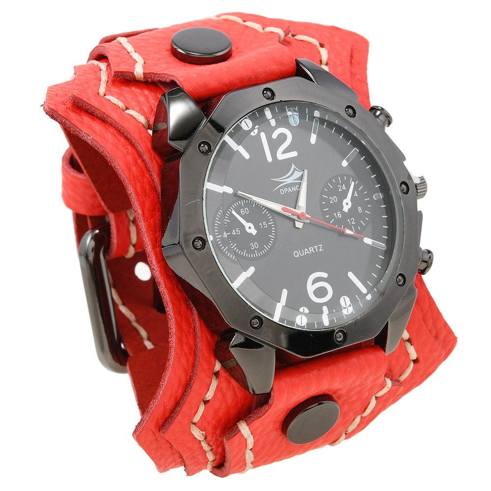 European and American New Accessories Retro Multi-layer Hand-stitched Cowhide Watch Exaggerated Punk Rock Style Men's Bracelet Watch