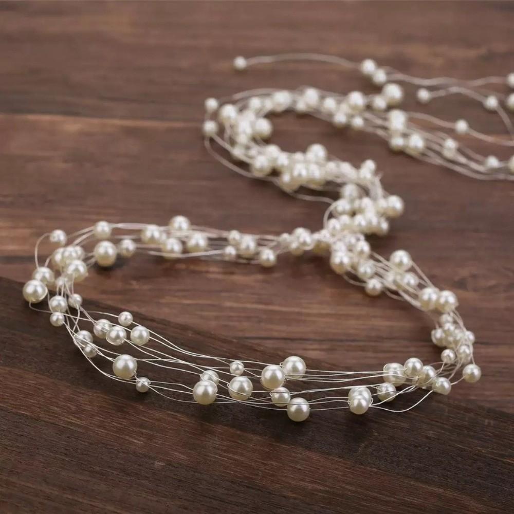 Imitation Pearl Fairy Hair Band Handmade Bridal Headdress Elegant Pearl Headdress Hair Accessories