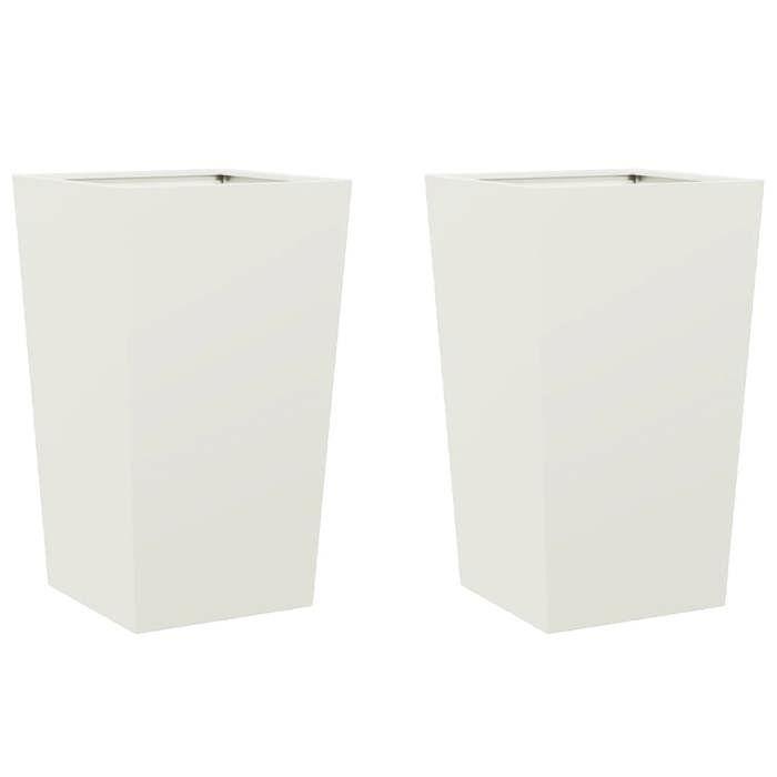 VidaXL Planters 2 Pcs White 45x45x75 Cm Steel, Outdoor Planter, Flower Box, Garden Box, Planter 851097