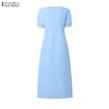 ZANZEA Abito Casual Elegante da Donna con Scollo Quadrato e Maniche Corte