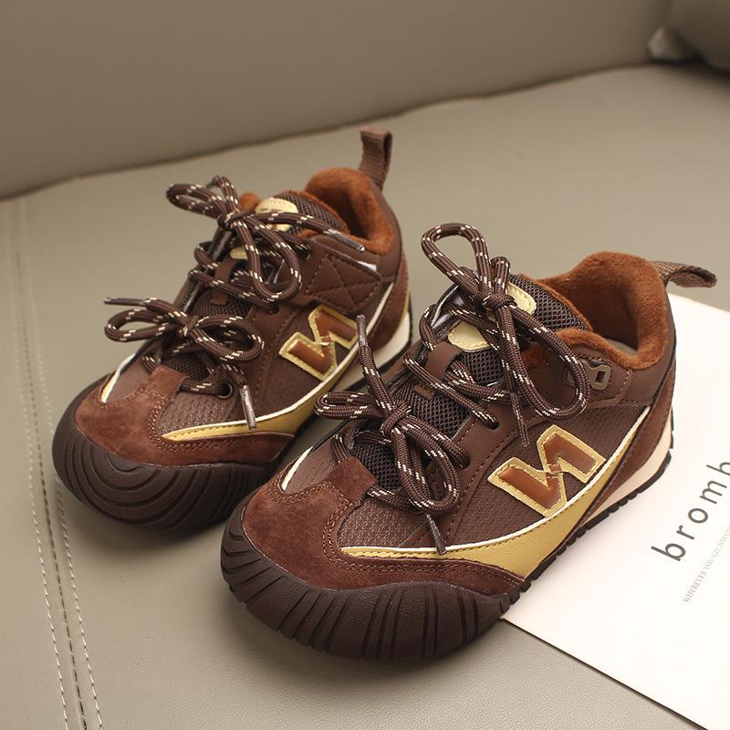 2025 Winter Kids' Sports Shoes: Versatile Boys' Casual with Velvet, Girls' Thin Velvet German Trainers