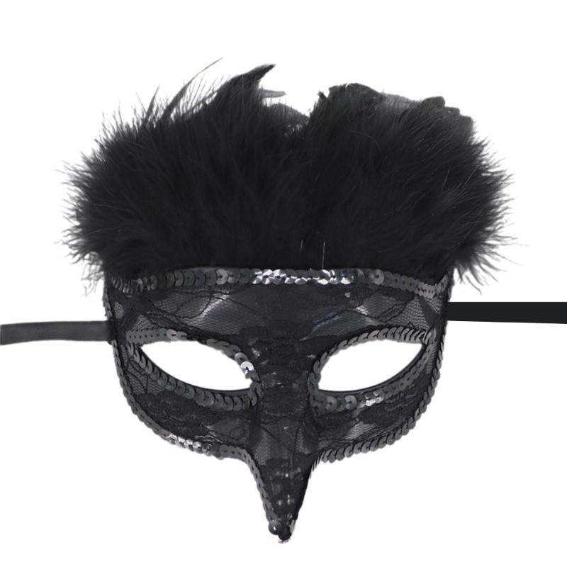 Masquerade Mask with Feather Venetians Mask Halloween Costume Mask Mardi Gras Mask Cosplay Party Costume Props Gifts 1