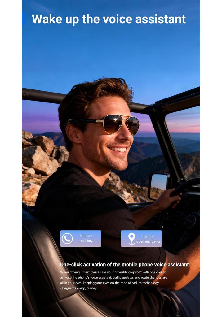 AI Smart Bluetooth Sunglasses: Real-time Translation In 100+ Languages, Call Support, and Music Streaming.