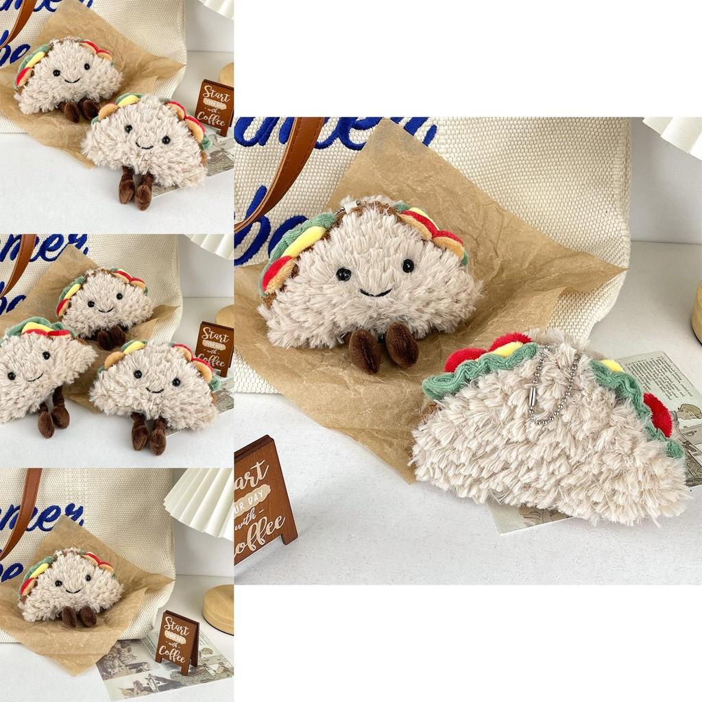 Sweet Sandwich Plush Doll Cute Taco Design Keychain Made With High Quality Pp Cotton