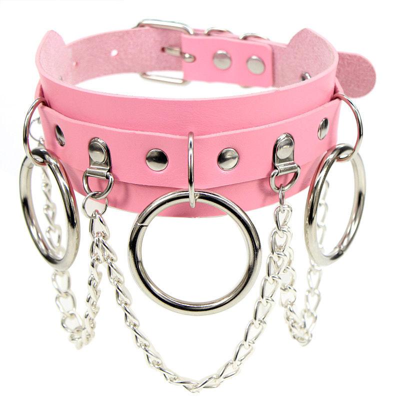 Stainless Steel Pu Leather Choker Necklace Pendant Collar For Women Goth Punk Chain Sexy Chocker Necklaces Bondage Gift