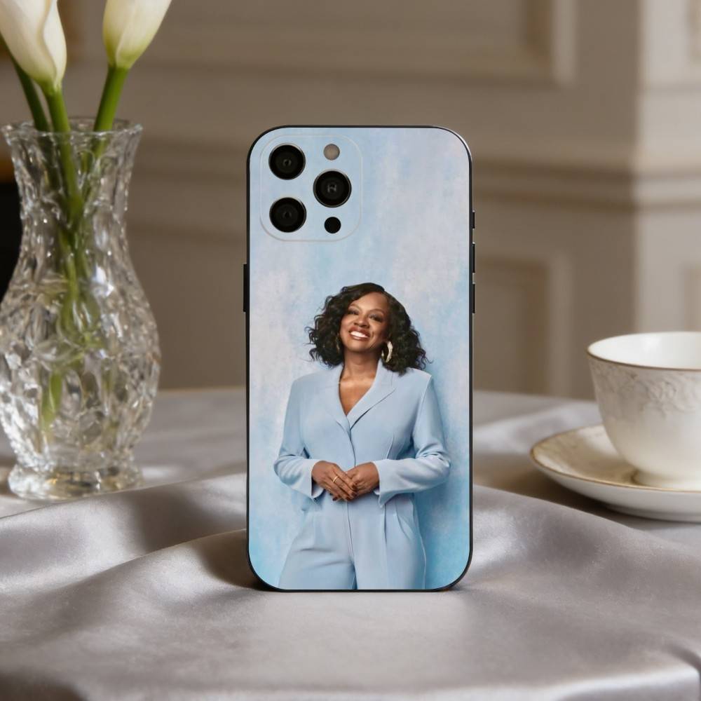 Edgy V-Viola D-Davis Actress Phone Case For iPhone 17pro,16,15,14,13,12,11 Plus,Pro Max,XS,Soft Silicone Black Cover