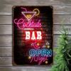 Neon Roostertail Bar Tin Sign Roostertails Bar Open Night Bright Neon Lights HighQuality Metal Perfect for Bar Pub Loung