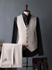 Korean-Style Apricot Double-Breasted Men's Suit, 2024 Autumn Wedding & Best Man Attire