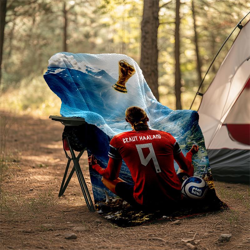 1pc Haaland11 Theme Blanket - Digital Print, Polyester, Cozy for All Seasons, Perfect for Outdoor, and Travel