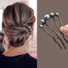 Retro Pearl Four-Tooth Hairpin: Women's Fashion Commuter Updo Accessory