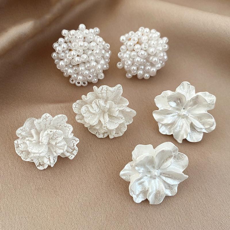 6/10/12 Pcs Simulated Pearl Round Square Stud Earrings Small French Elegant Daity Ear Studs for Women Daily Jewelry Sets F