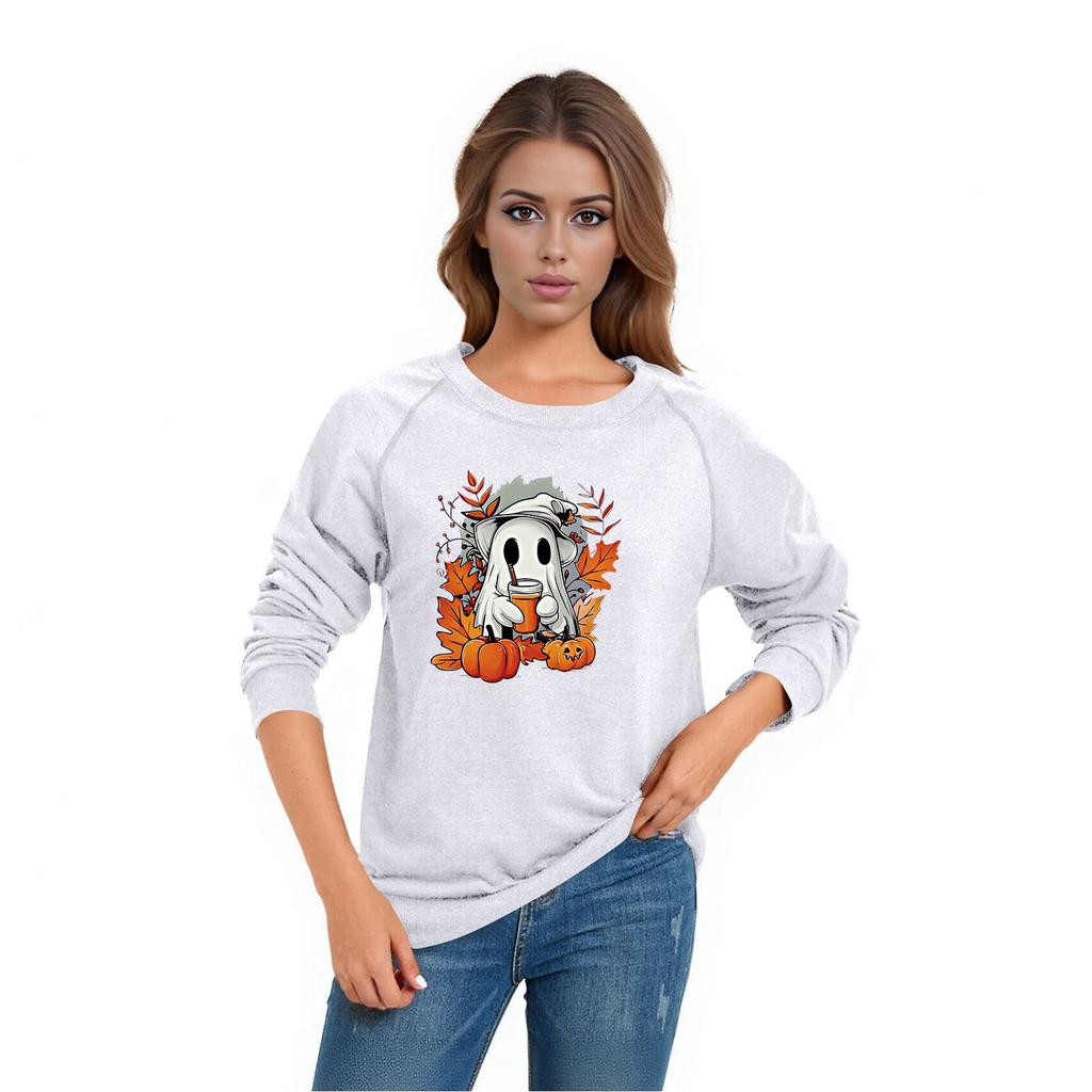 Women's Casual  Raglan O-neck Long Sleeve Halloween Print Top