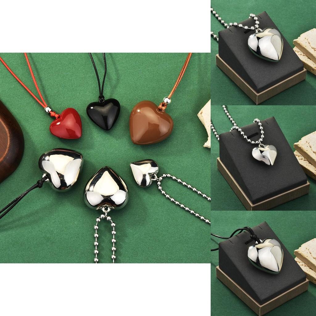 Heart-shaped Silver Long Pendant Necklace Stunning Layered Design For Women 2024