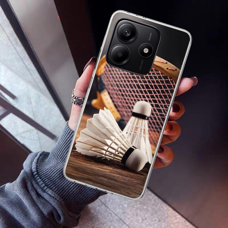 Badminton Sport Phone Case For Xiaomi Redmi Note 15 14 14S 13 12S 12 Pro Plus 11S 11 10S 10 4G Cover 11E 11T 5G Print Fundas Red