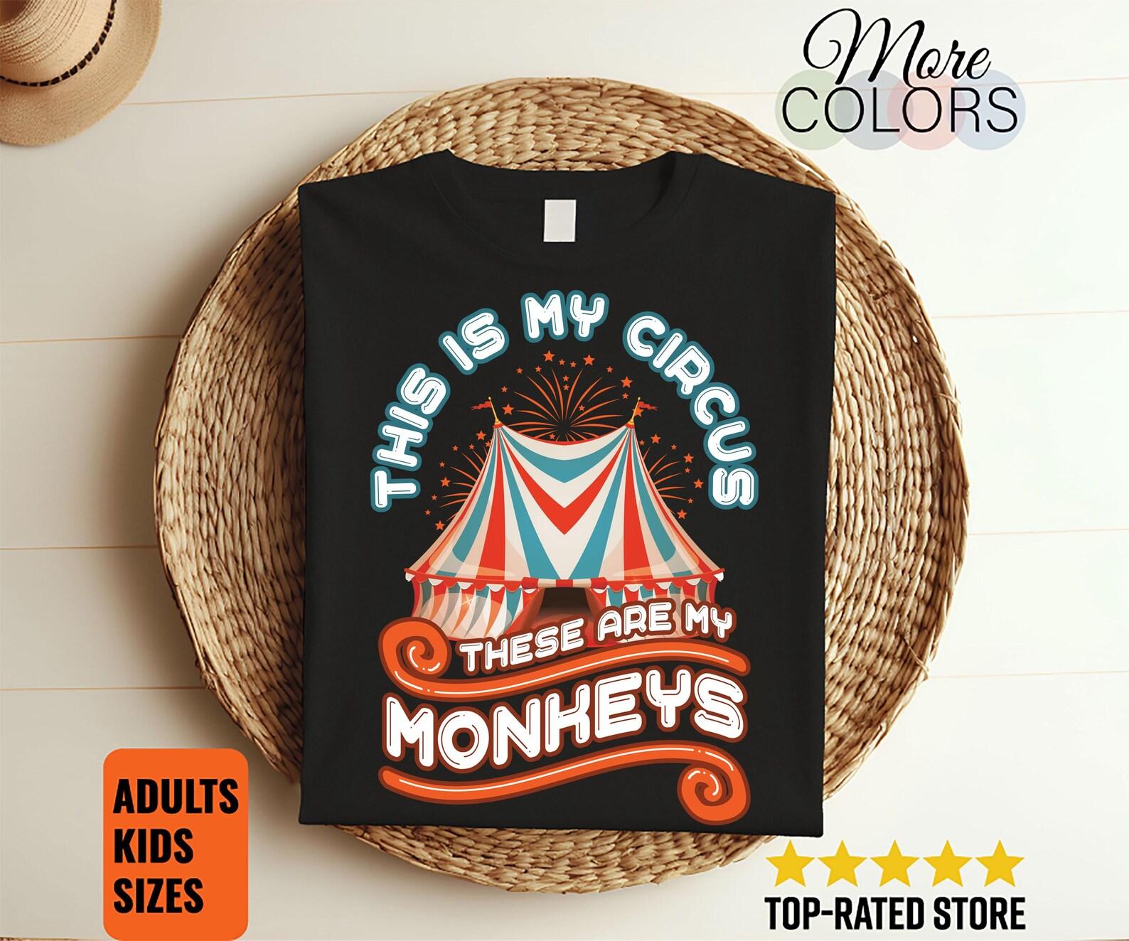 Circus Monkeys Staff Costume Carnival Vintage T-Shirt, Clowns Ringmaster Tamer Taming Tee, Kids Birthday Children Party, Circus Lover Gifts, 120