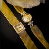 New Gold Plated Vingate Watch Luxury Small Round Watch Diamond Set Women's Watch Japanese Quartz Movement