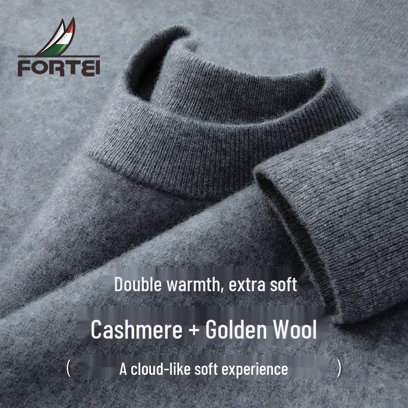 Fu Ting Men s 370G Cashmere & Wool Blend Crew Neck Sweater L 50