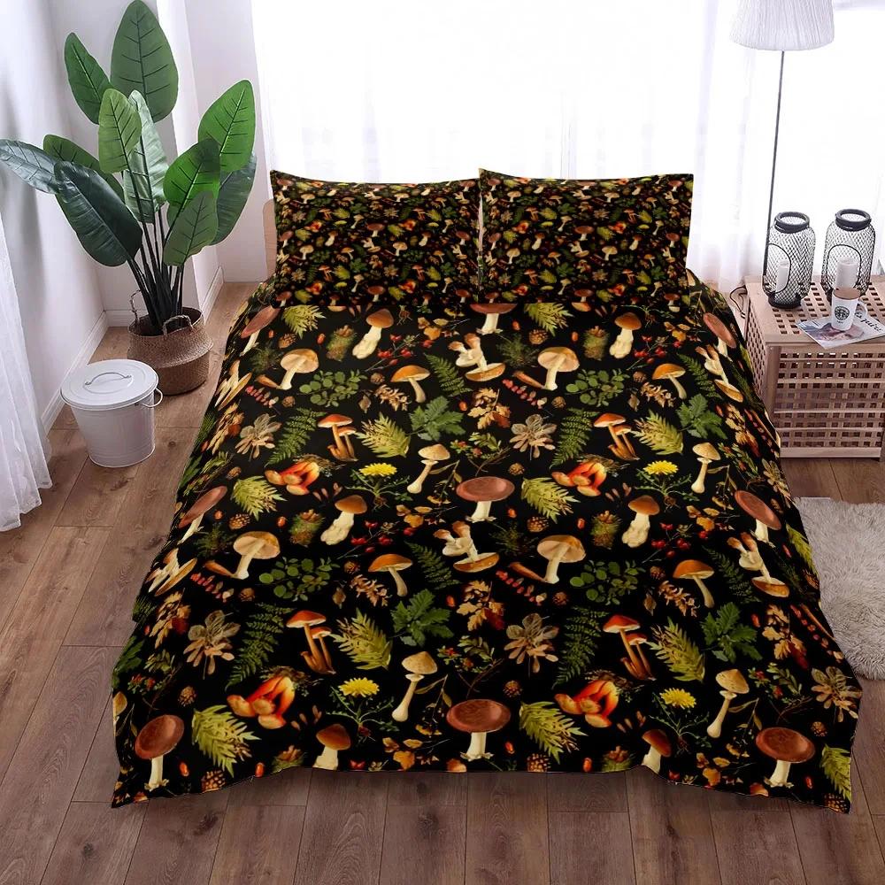 Elegantní Umělecká Ilustrace Houby Sada Povlaku na Přikrývku King Queen Double Twin Single Sada Lůžkovin