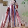Chinesischer Tang-Dynastie-Stil Hanfu Blau Jungfräulich Serie Bestickt Brustlang Sommer Alltagsanzug
