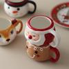 Elk Santa Claus Coffee Drink Mug Ceramic Stacked Cups Cute Cartoon Snowman Mugs Gingerbread Man Small Holiday Gifts