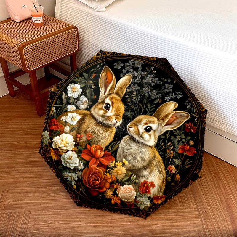 1 PC Automatic Folding Umbrella - Flowers and Animals Pattern, Portable & Foldable Design with 8 Ribs, Christmas Birthday Gifts
