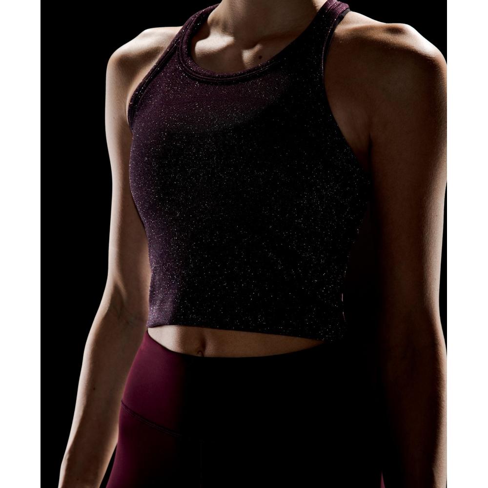 Lululemon Swiftly Tech Cropped Round Neck Racerback Tank Top 2.0  Sparkle Black Plum Rainbow Lurex
