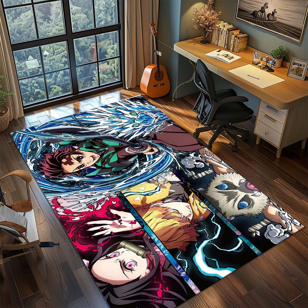 Demon Slayer Anime Rug Carpet Large Area Rug Non Slip Washable Floor Mat Gamer Room Bedroom Home Decor -QJY