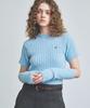 KNITTED (W) Hairy Fur Cable Crop Knit Sky